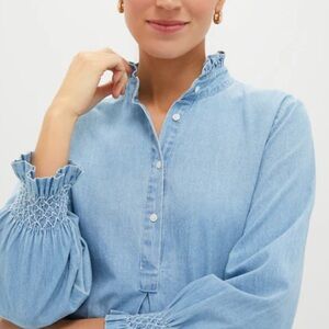 Tuckernuck Sky Blue Ruffle Blouse